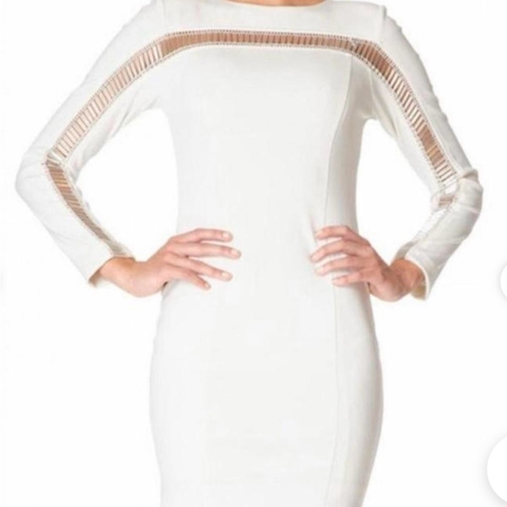 Forever Unique NWT Cream Beaded Sleeve Short Sheath Cocktail Dress - Picture 10 of 10